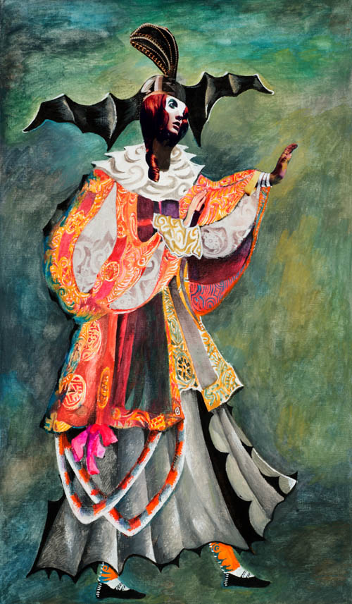 Nino Japaridze - Queen of Winds (Reine du Vents) - Japaridze Tarot - 2012-2013 mixed media painting